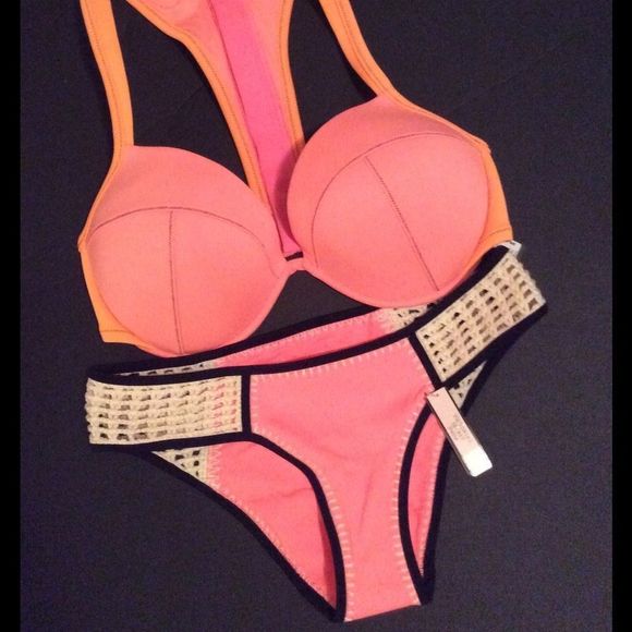 Victoria's Secret Other - NWT VS 36DD/M BIKINI RACERBACK NEON NECTAR PEACH